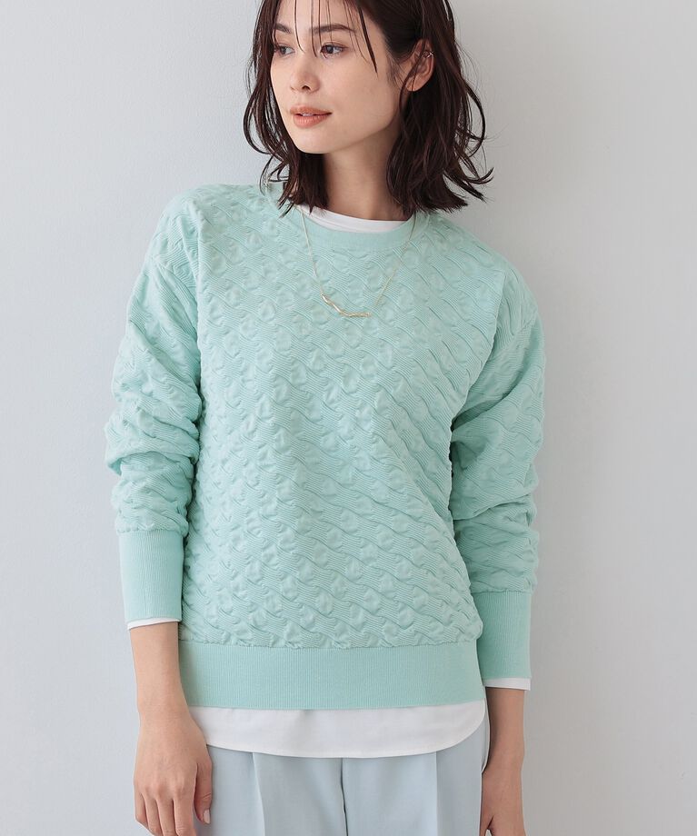 INDIVI「春SALE！【洗える／コットン混】ふくれジャカードニット」|ニット・セーター|ライトグリーン(02