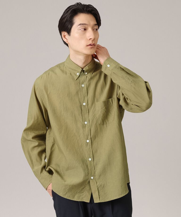 TAKEO KIKUCHI「【Made in JAPAN】タブカラー スラブローン 長袖シャツ」|シャツ・ブラウス|グリーン(024)