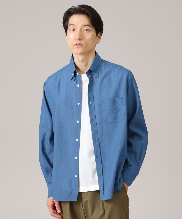 TAKEO KIKUCHI「【Made in JAPAN】タブカラー スラブローン 長袖シャツ」|シャツ・ブラウス|ブルー(092)