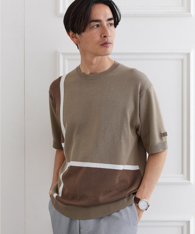 TAKEO KIKUCHI「カラーブロッキング プルオーバー ニット」|ニット・セーター|