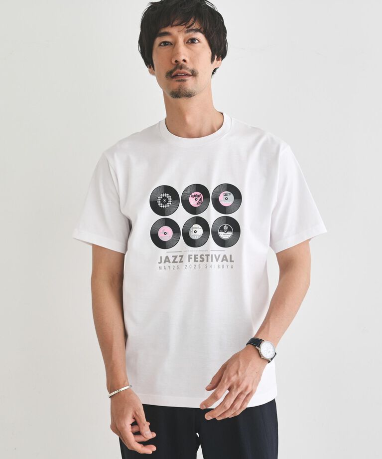 TAKEO KIKUCHI「レコードプリント 天竺 Tシャツ」|Tシャツ・カットソー|ホワイト(001)