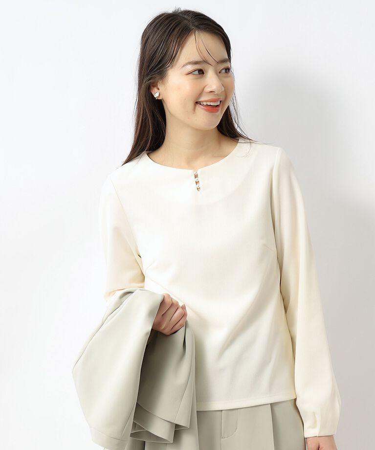 index「フロントパール調プルオーバー/ボリューム袖【イージーケア/洗濯機洗い可】」|Tシャツ・カットソー|