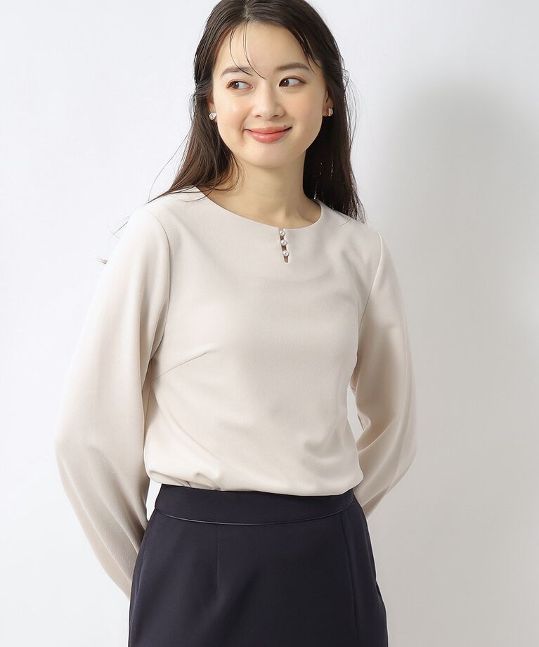 index「フロントパール調プルオーバー/ボリューム袖【イージーケア/洗濯機洗い可】」|Tシャツ・カットソー|