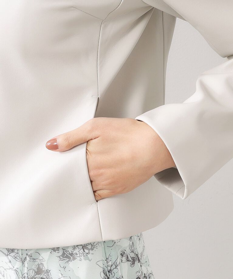 index「≪S-LLsize≫ シンセティックレザーノーカラーブルゾン【ストレッチ/洗える】」|ブルゾン・スタジャン|