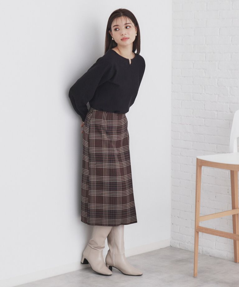 index「《5color/XS-LL》キーネックビジュードルマンニット【洗濯機洗い可】」|ニット・セーター|