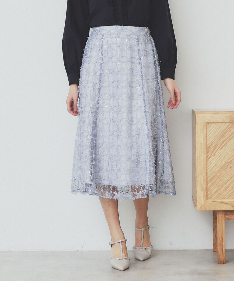 index「フラワーレース刺繍マーメイドスカート【洗濯機洗い可】」|スカート|サックスブルー(09