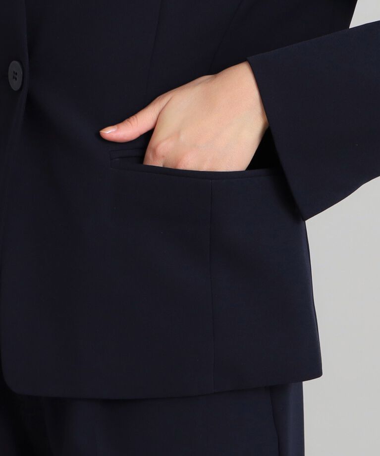 OPAQUE.CLIP「≪通勤・セレモニー/セットアップ対応≫ キーネックジャケット/ダブルクロス【洗濯機洗い可】」|ノーカラージャケット|