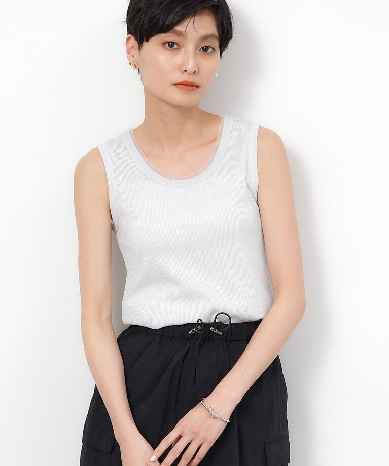 OPAQUE.CLIP「ラメ入りタンクトップ 【洗濯機洗い可】」|Tシャツ・カットソー|ﾎﾜｲﾄ(601)