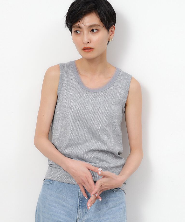 OPAQUE.CLIP「ラメ入りタンクトップ 【洗濯機洗い可】」|Tシャツ・カットソー|ｸﾞﾚｰ(612)