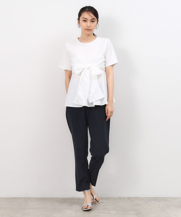 OPAQUE.CLIP「リボンビスチェドッキングカットソー【洗濯機洗い可】」|Tシャツ・カットソー|