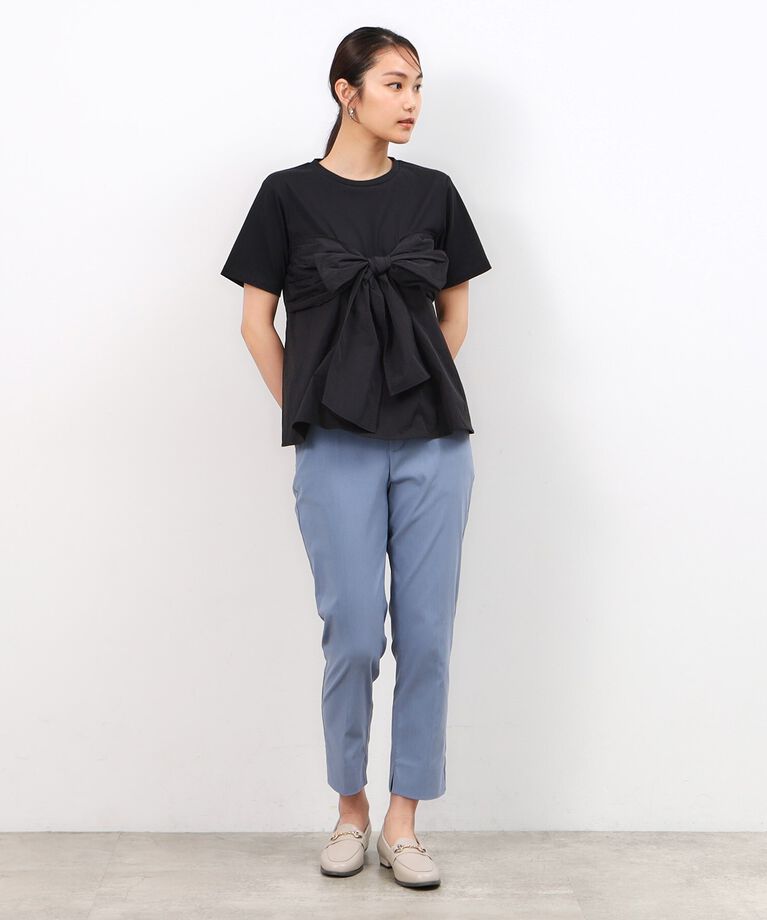 OPAQUE.CLIP「リボンビスチェドッキングカットソー【洗濯機洗い可】」|Tシャツ・カットソー|