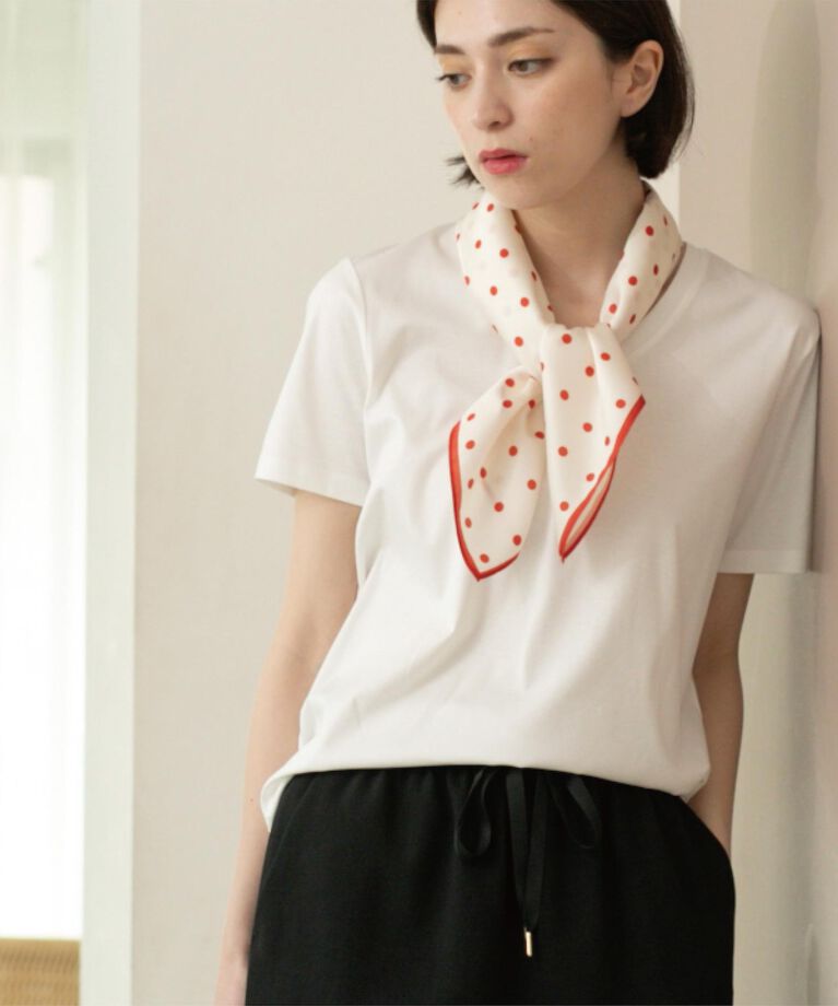 OPAQUE.CLIP「《5色展開/SS-LLサイズ》VネックベーシックTシャツ【接触冷感/洗濯機洗い可】」|Tシャツ・カットソー|ホワイト(001)