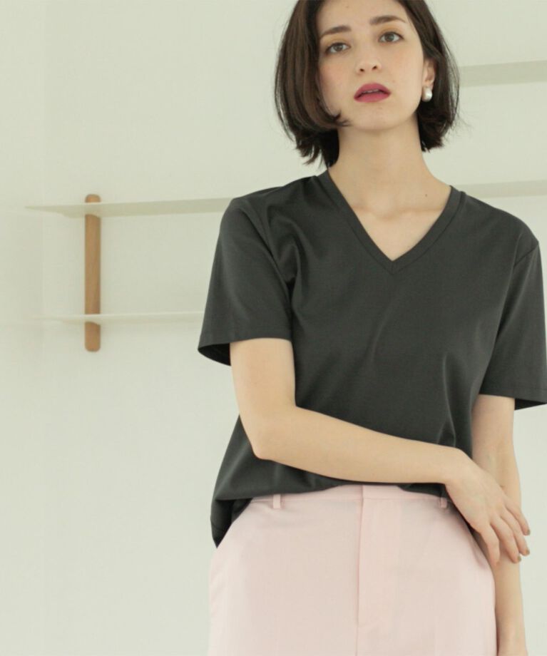 OPAQUE.CLIP「《5色展開/SS-LLサイズ》VネックベーシックTシャツ【接触冷感/洗濯機洗い可】」|Tシャツ・カットソー|