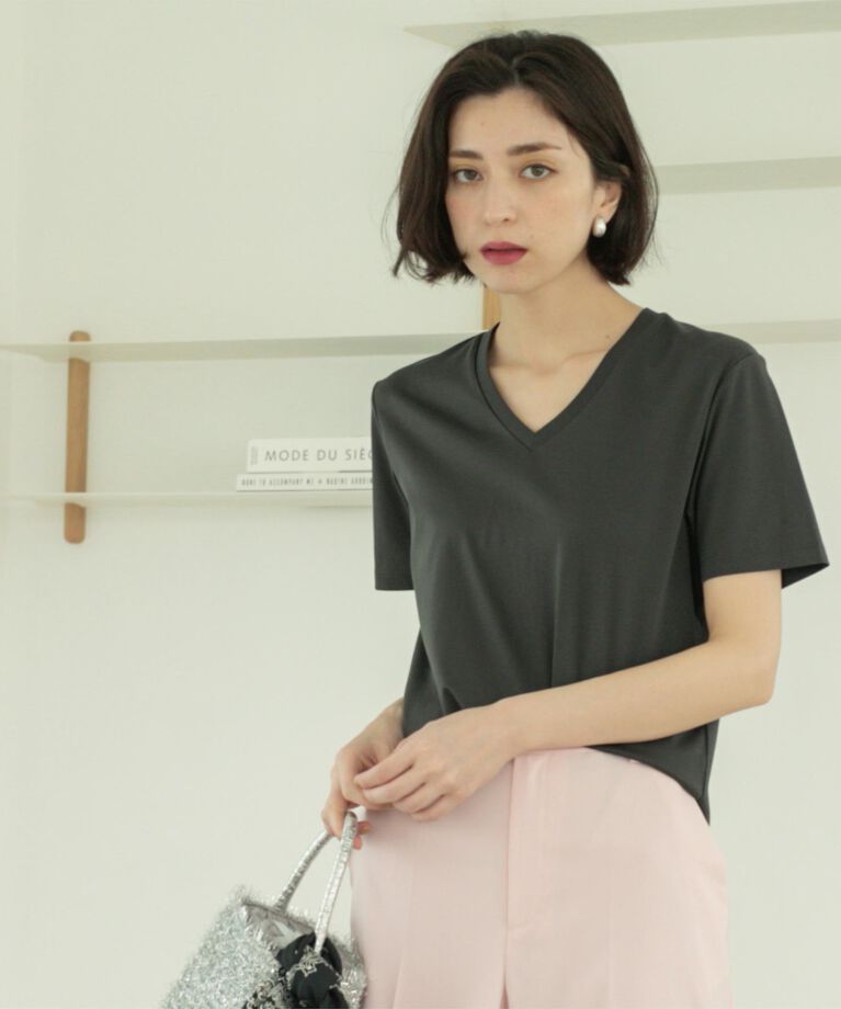 OPAQUE.CLIP「《5色展開/SS-LLサイズ》VネックベーシックTシャツ【接触冷感/洗濯機洗い可】」|Tシャツ・カットソー|