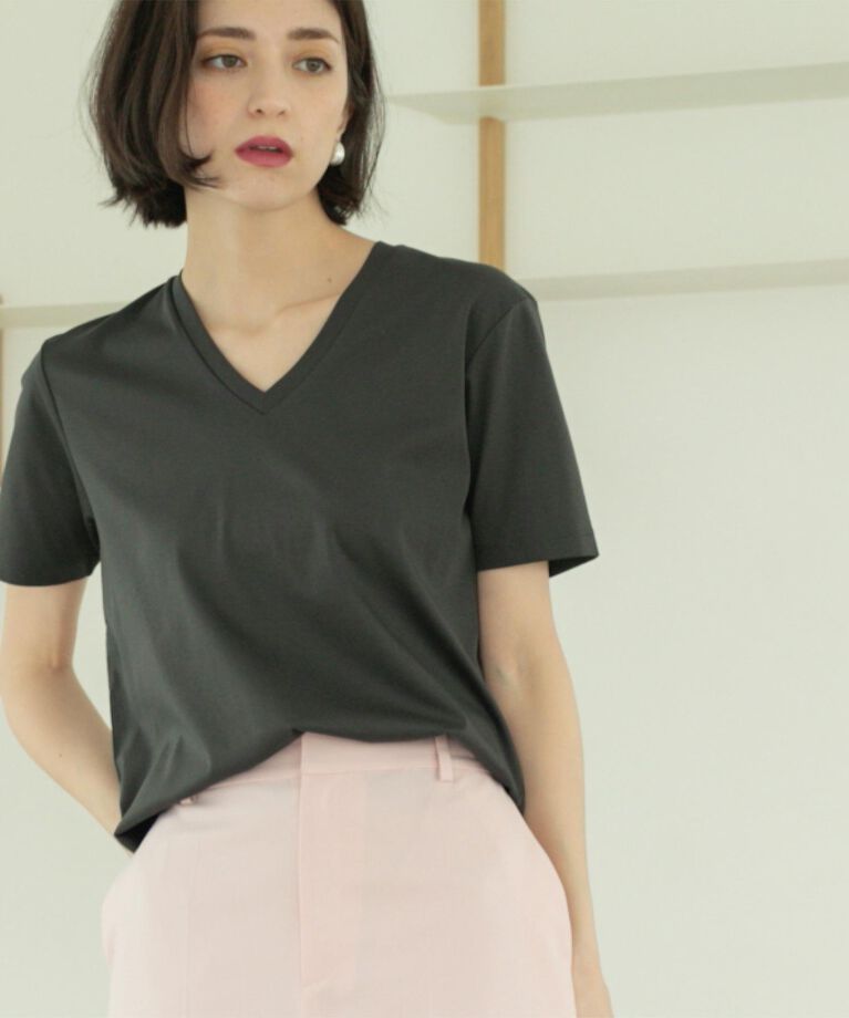 OPAQUE.CLIP「《5色展開/SS-LLサイズ》VネックベーシックTシャツ【接触冷感/洗濯機洗い可】」|Tシャツ・カットソー|