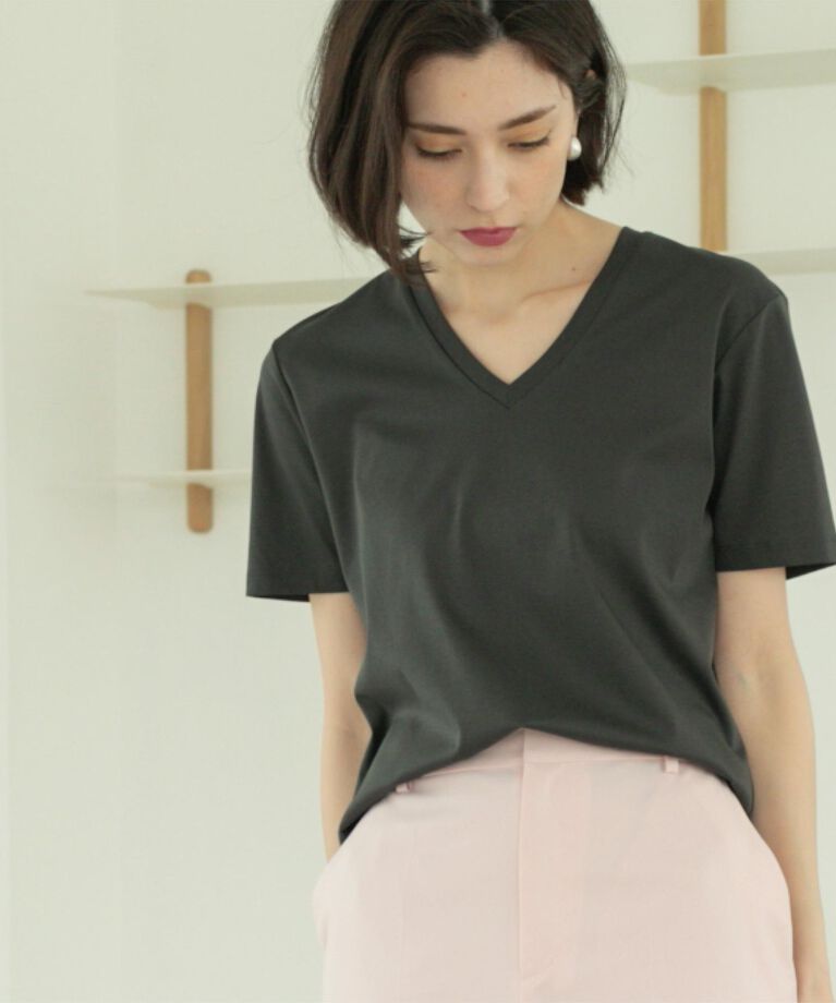 OPAQUE.CLIP「《5色展開/SS-LLサイズ》VネックベーシックTシャツ【接触冷感/洗濯機洗い可】」|Tシャツ・カットソー|