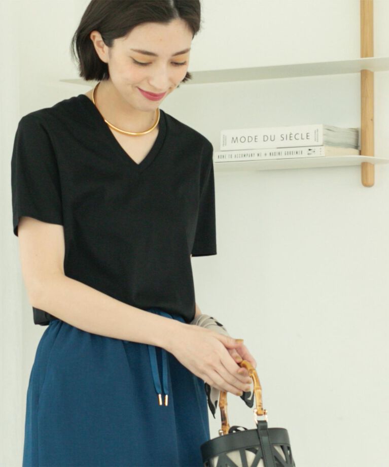 OPAQUE.CLIP「《5色展開/SS-LLサイズ》VネックベーシックTシャツ【接触冷感/洗濯機洗い可】」|Tシャツ・カットソー|