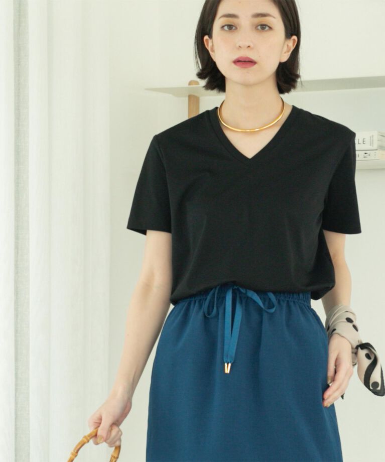OPAQUE.CLIP「《5色展開/SS-LLサイズ》VネックベーシックTシャツ【接触冷感/洗濯機洗い可】」|Tシャツ・カットソー|