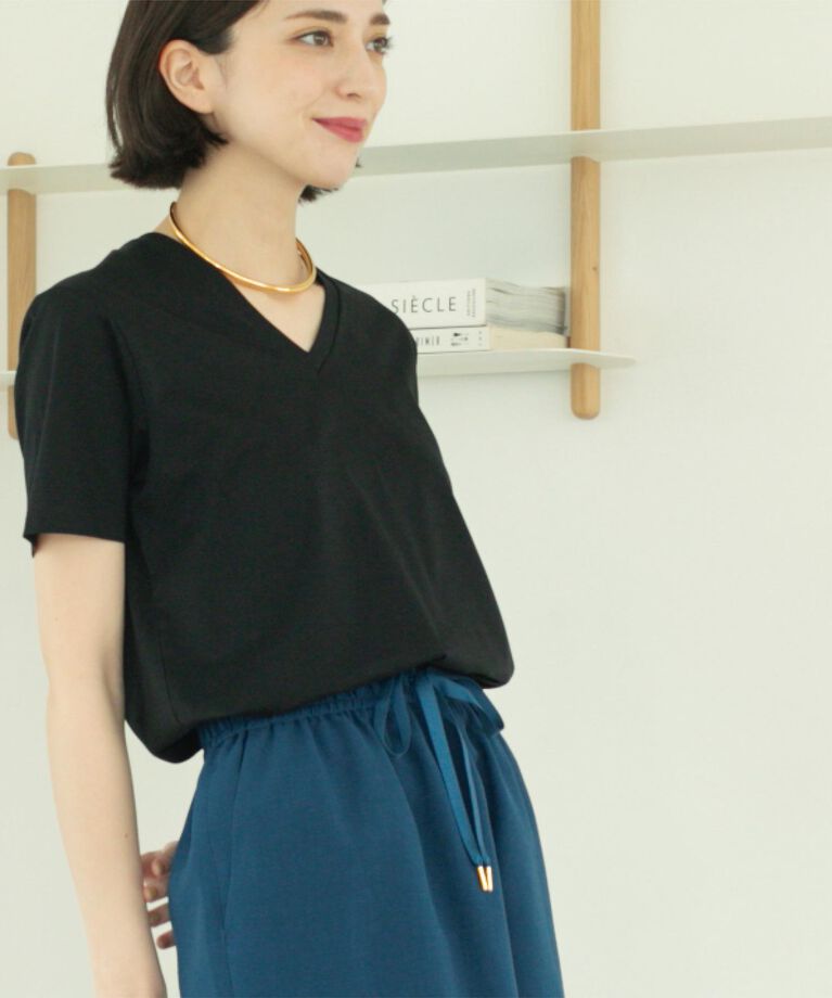 OPAQUE.CLIP「《5色展開/SS-LLサイズ》VネックベーシックTシャツ【接触冷感/洗濯機洗い可】」|Tシャツ・カットソー|