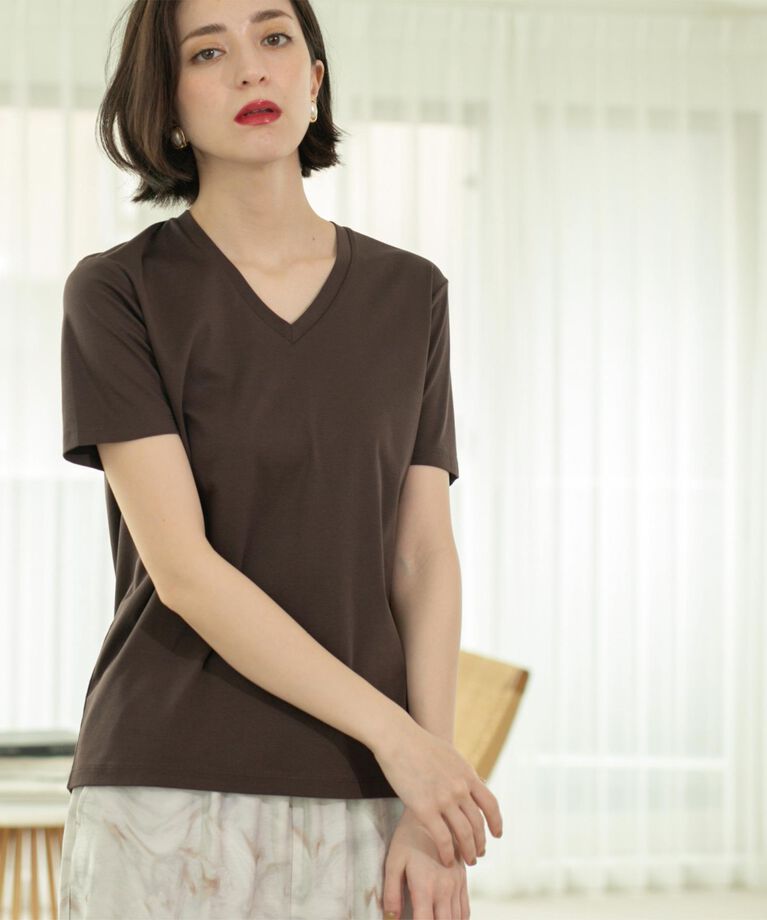 OPAQUE.CLIP「《5色展開/SS-LLサイズ》VネックベーシックTシャツ【接触冷感/洗濯機洗い可】」|Tシャツ・カットソー|