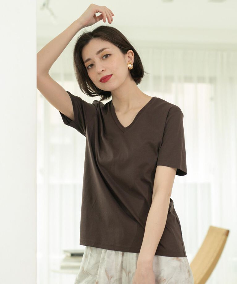 OPAQUE.CLIP「《5色展開/SS-LLサイズ》VネックベーシックTシャツ【接触冷感/洗濯機洗い可】」|Tシャツ・カットソー|