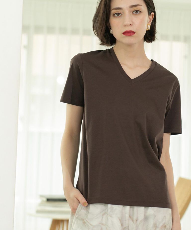 OPAQUE.CLIP「《5色展開/SS-LLサイズ》VネックベーシックTシャツ【接触冷感/洗濯機洗い可】」|Tシャツ・カットソー|