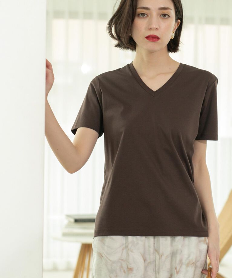OPAQUE.CLIP「《5色展開/SS-LLサイズ》VネックベーシックTシャツ【接触冷感/洗濯機洗い可】」|Tシャツ・カットソー|