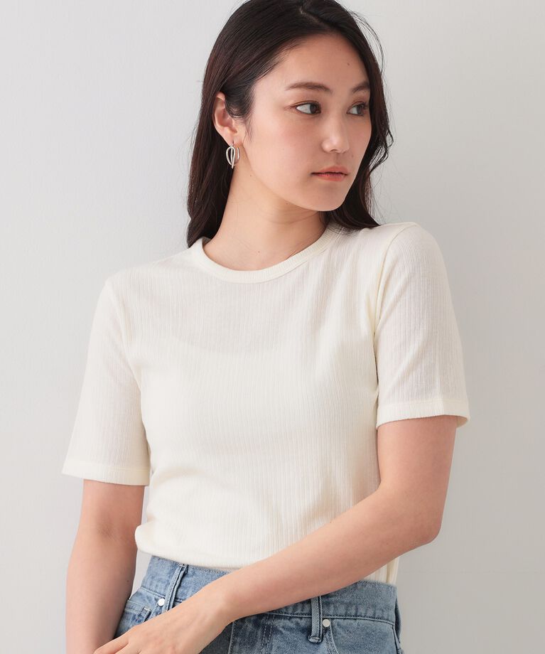 OPAQUE.CLIP「ストライプリブカットソー【洗濯機洗い可】」|Tシャツ・カットソー|
