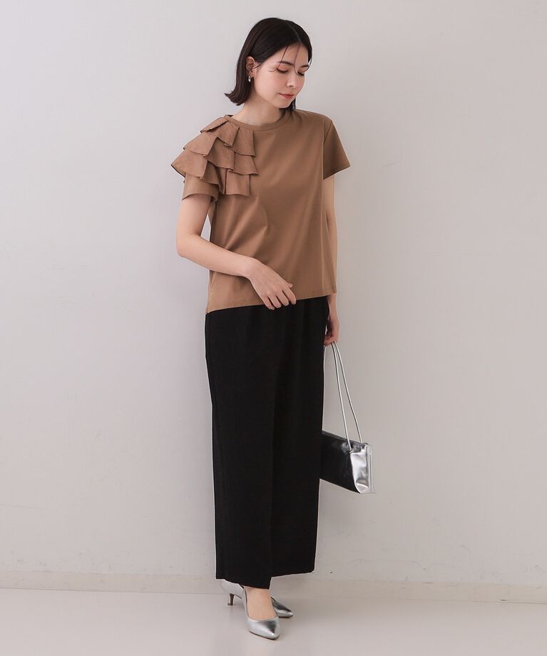 OPAQUE.CLIP「ショルダーフリルドッキングカットソー【UV/接触冷感/洗濯機洗い可】」|Tシャツ・カットソー|