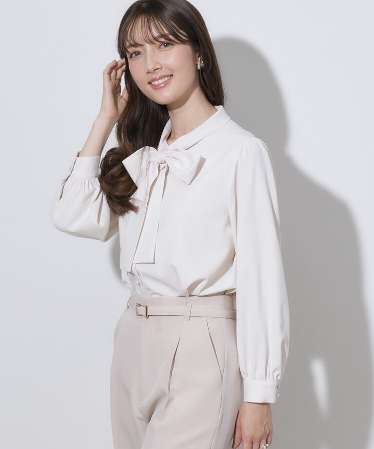 Couture broach「【セレモニーシーン/お仕事にも】リボンタイチュニックブラウス」|シャツ・ブラウス|