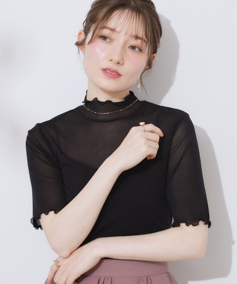 Couture broach「シアーチュール5分袖トップス」|Tシャツ・カットソー|