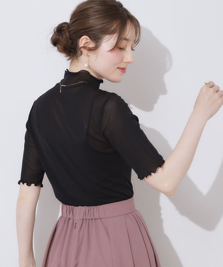 Couture broach「シアーチュール5分袖トップス」|Tシャツ・カットソー|