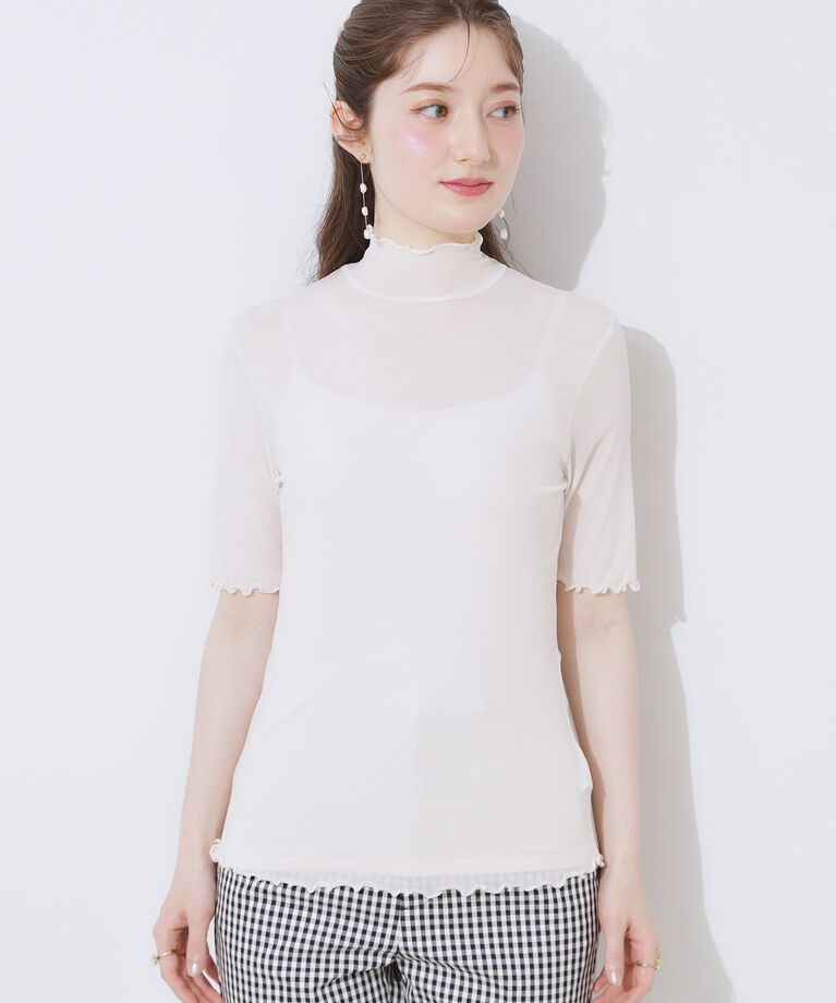 Couture broach「シアーチュール5分袖トップス」|Tシャツ・カットソー|