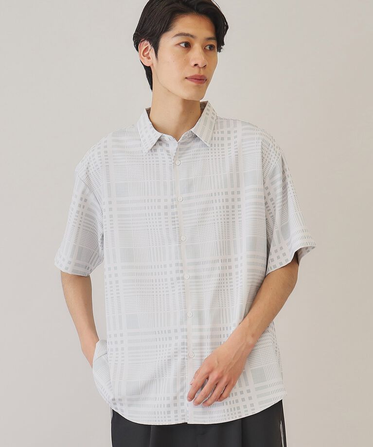 THE SHOP TK「【10色展開】プリントデザインシャツ チェック／ブロッキング／マーブル／ブラシアート」|シャツ・ブラウス|アイボリー(204)