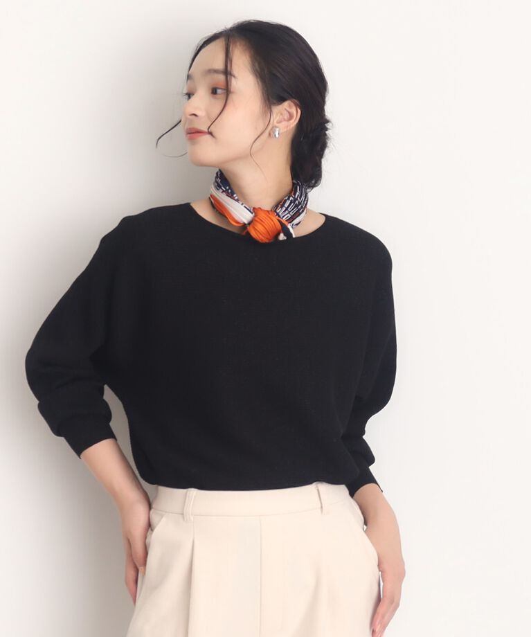 THE SHOP TK「【体形カバー/首周りすっきり】上品ラメドルマンニット/洗える」|ニット・セーター|ブラック(019)