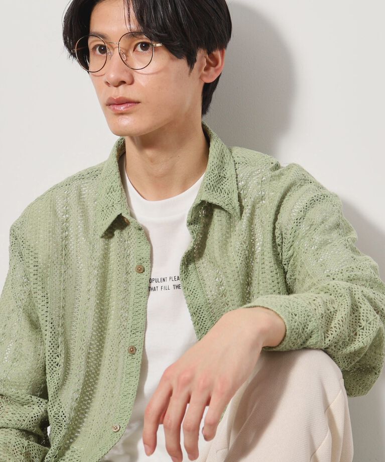 THE SHOP TK「レースシャツアンサンブル長袖シャツ・半袖Tシャツセットアイテム」|シャツ・ブラウス|グリーン(025)