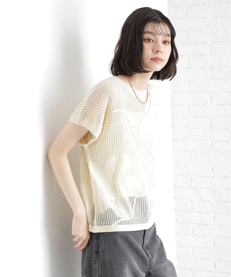THE SHOP TK「コード刺繍シアーニット【洗える】」|ニット・セーター|