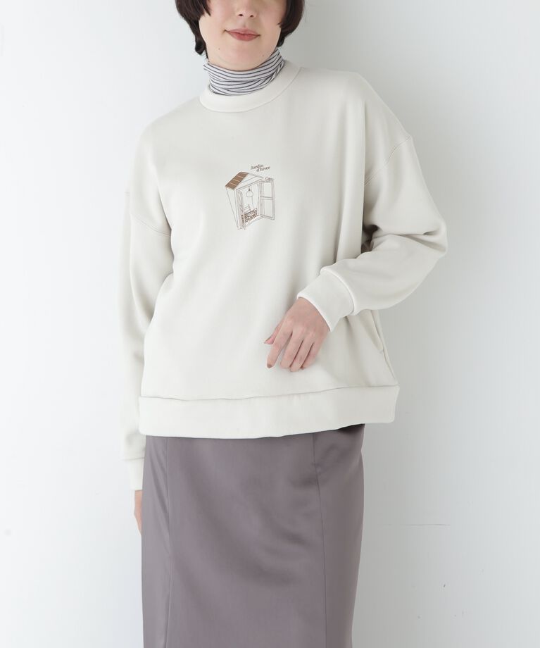  「Ｙｕｎｏｓｕｋｅコラボイラストプリントボトルネックスウェット」|Tシャツ・カットソー|エクリュ1