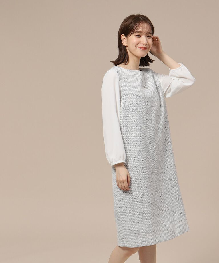 SHOO･LA･RUE「【S-3L/通勤/セレモニー】ツイードサックワンピース」|ワンピース|