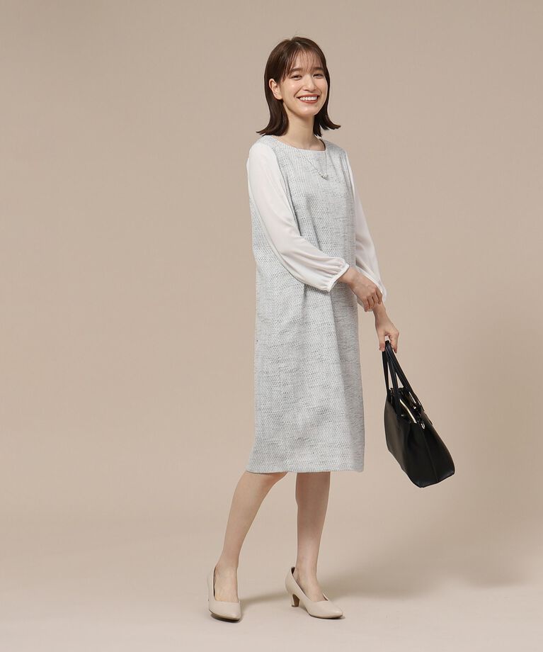 SHOO･LA･RUE「【S-3L/通勤/セレモニー】ツイードサックワンピース」|ワンピース|