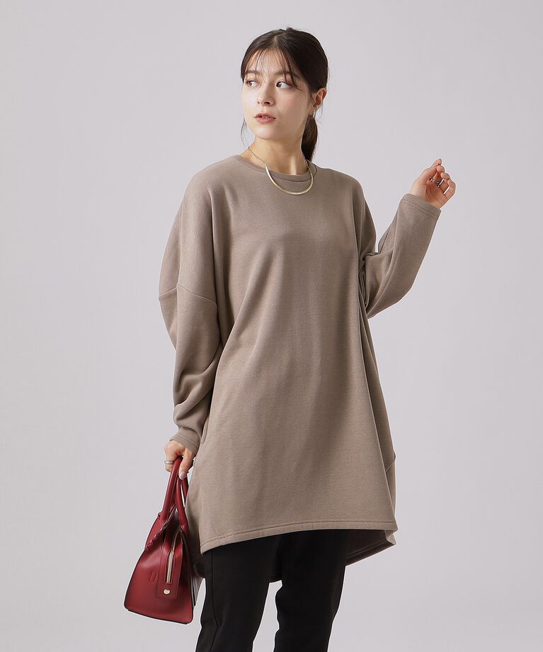SHOO･LA･RUE「【体型カバー】裏地あったか ルーズチュニック【SHOO WARM】」|チュニック|