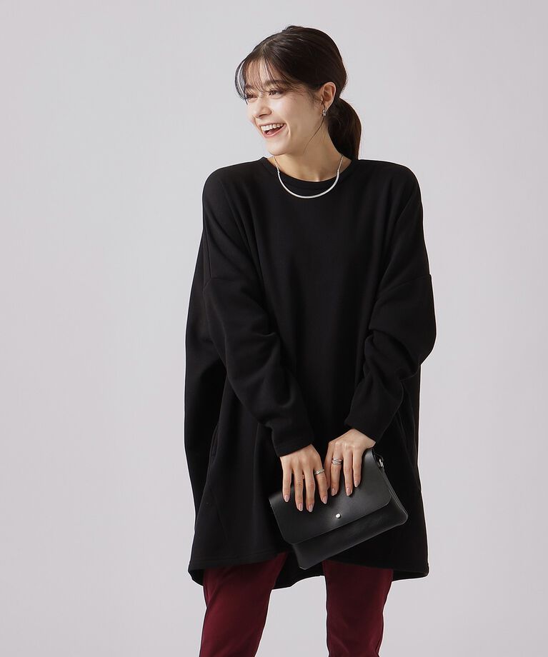 SHOO･LA･RUE「【体型カバー】裏地あったか ルーズチュニック【SHOO WARM】」|チュニック|