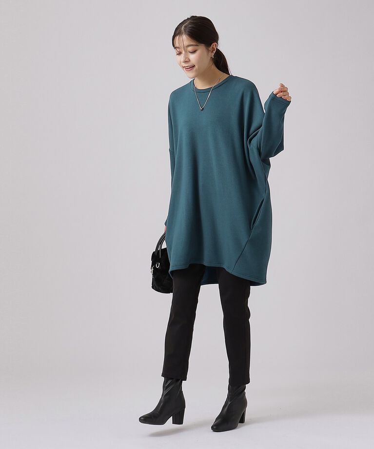 SHOO･LA･RUE「【体型カバー】裏地あったか ルーズチュニック【SHOO WARM】」|チュニック|