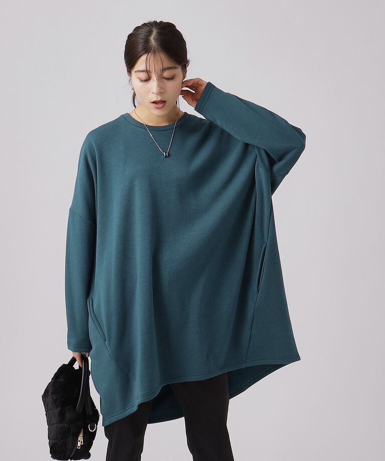 SHOO･LA･RUE「【体型カバー】裏地あったか ルーズチュニック【SHOO WARM】」|チュニック|