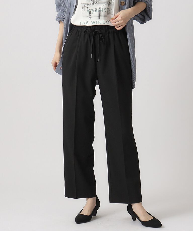 SHOO･LA･RUE「【S-LL/洗える/美脚シルエット】さらさらストレッチ イージーストレートパンツ」|その他|ブラック(019)