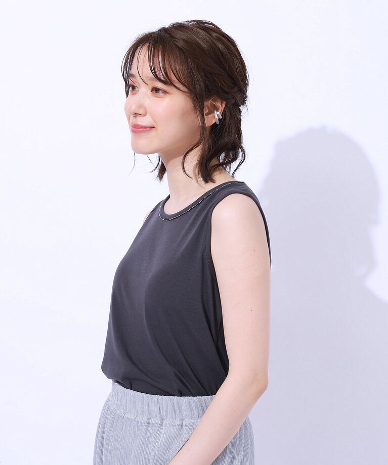 SHOO･LA･RUE「さりげないビーズで差をつける ビーズネックタンクトップ」|キャミソール|
