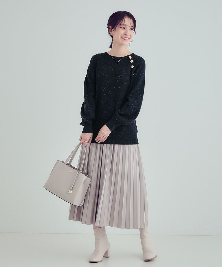 SHOO･LA･RUE「【S-LL/洗える】きらっとラメが華やか 肩金ボタンニット」|ニット・セーター|