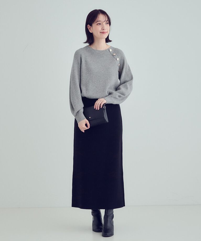 SHOO･LA･RUE「【S-LL/洗える】きらっとラメが華やか 肩金ボタンニット」|ニット・セーター|