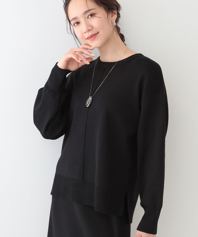 SHOO･LA･RUE「【S-LL/セットアップ可】インせず着られる さらっとなめらかニット」|ニット・セーター|ブラック(019)