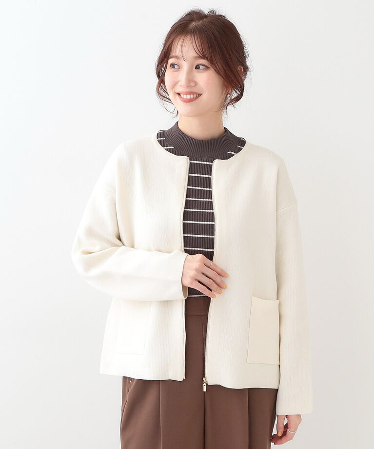 SHOO･LA･RUE「【S-LL】ジャガードZIPニットカーディガン」|カーディガン|